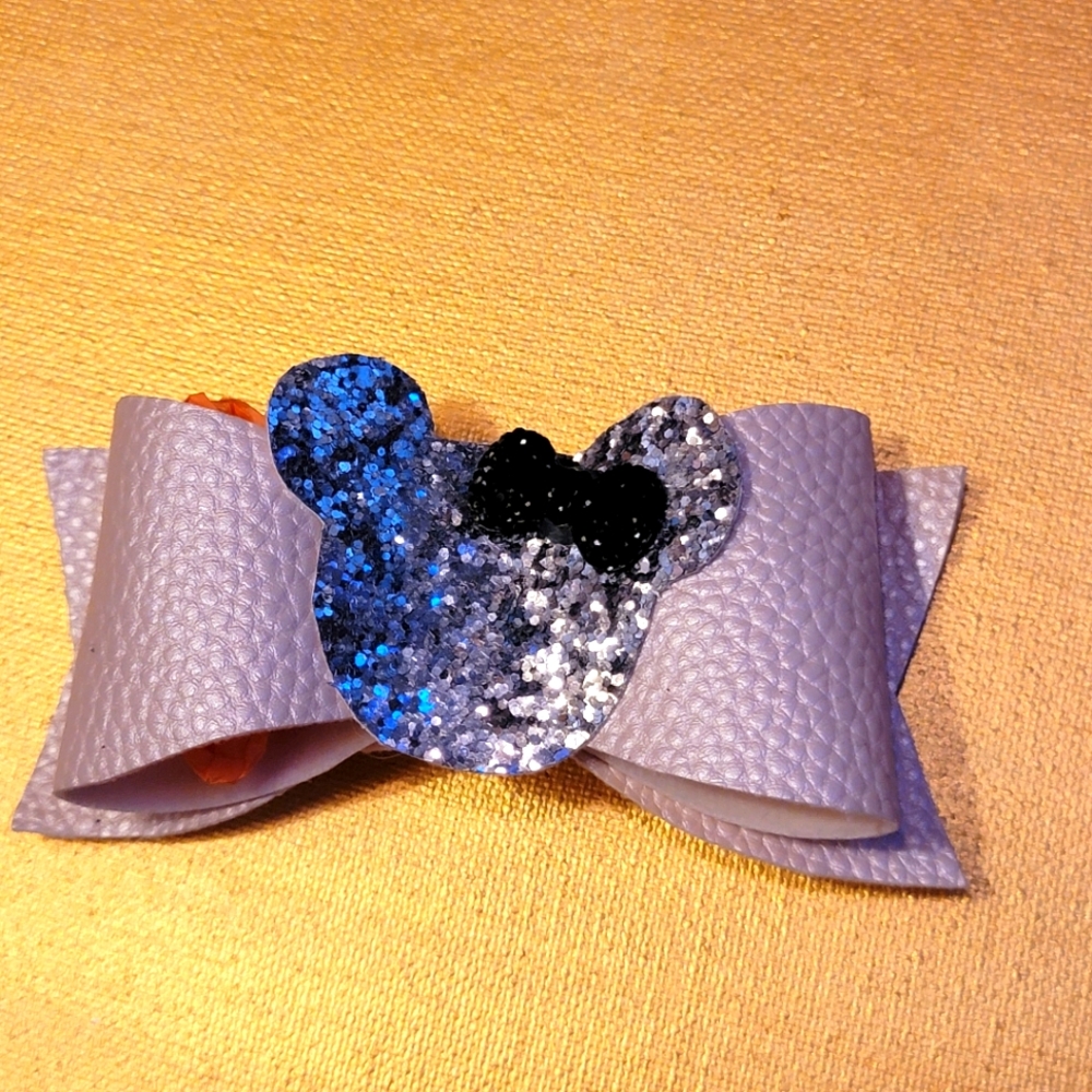 Pink Leather "Minnie" Hairbow